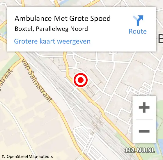 Locatie op kaart van de 112 melding: Ambulance Met Grote Spoed Naar Boxtel, Parallelweg Noord op 12 april 2020 22:54