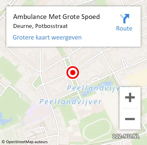 Locatie op kaart van de 112 melding: Ambulance Met Grote Spoed Naar Deurne, Potbosstraat op 13 april 2020 00:37