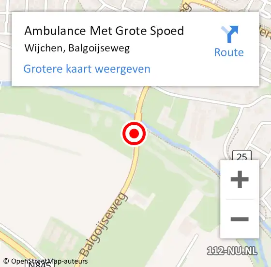 Locatie op kaart van de 112 melding: Ambulance Met Grote Spoed Naar Wijchen, Balgoijseweg op 13 april 2020 00:50