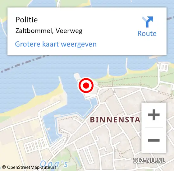 Locatie op kaart van de 112 melding: Politie Zaltbommel, Veerweg op 13 april 2020 04:00