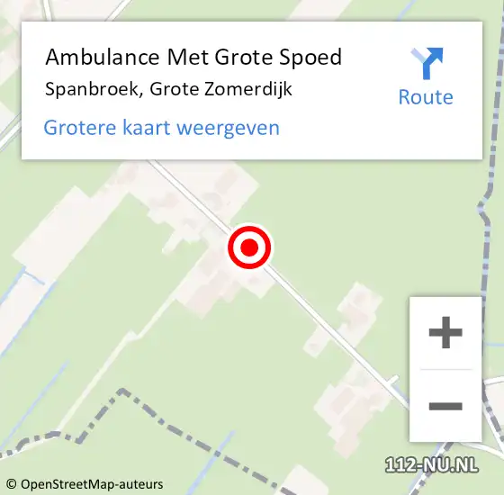 Locatie op kaart van de 112 melding: Ambulance Met Grote Spoed Naar Spanbroek, Grote Zomerdijk op 13 april 2020 04:14