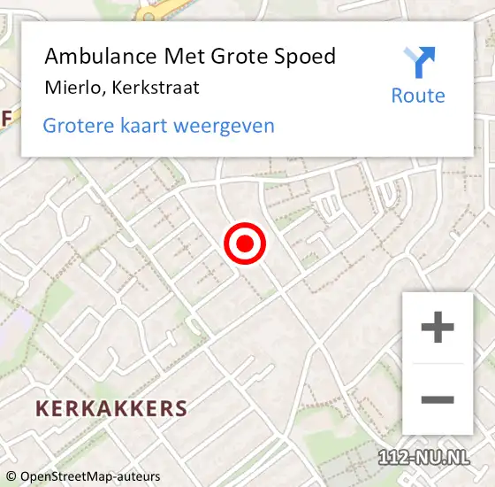 Locatie op kaart van de 112 melding: Ambulance Met Grote Spoed Naar Mierlo, Kerkstraat op 13 april 2020 07:19