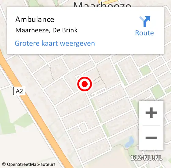 Locatie op kaart van de 112 melding: Ambulance Maarheeze, De Brink op 13 april 2020 09:30