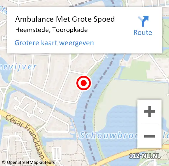 Locatie op kaart van de 112 melding: Ambulance Met Grote Spoed Naar Heemstede, Tooropkade op 13 april 2020 09:48