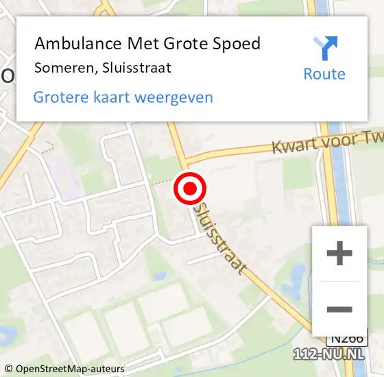 Locatie op kaart van de 112 melding: Ambulance Met Grote Spoed Naar Someren, Sluisstraat op 13 april 2020 09:49