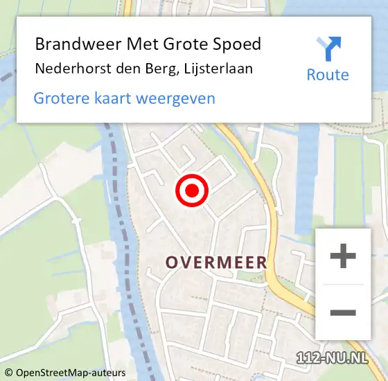 Locatie op kaart van de 112 melding: Brandweer Met Grote Spoed Naar Nederhorst den Berg, Lijsterlaan op 13 april 2020 10:40