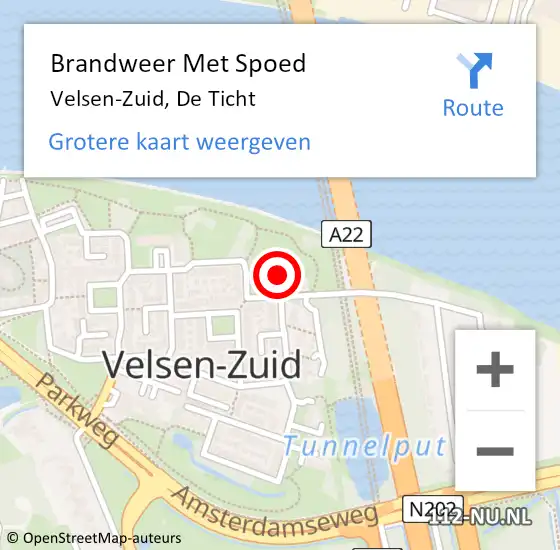 Locatie op kaart van de 112 melding: Brandweer Met Spoed Naar Velsen-Zuid, De Ticht op 13 april 2020 11:17