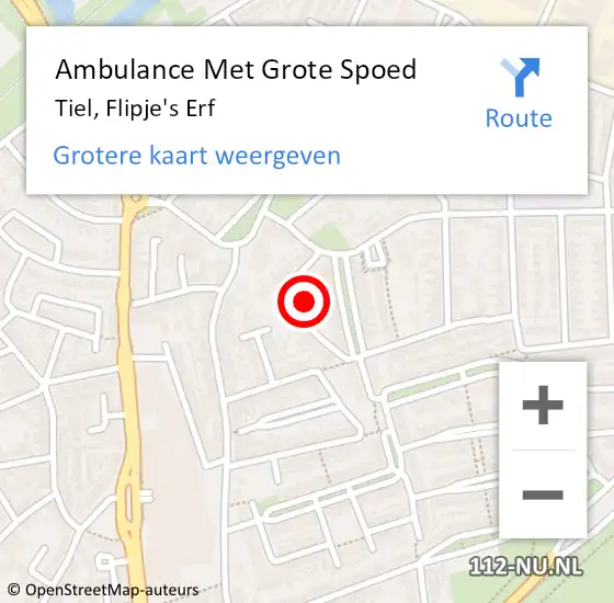 Locatie op kaart van de 112 melding: Ambulance Met Grote Spoed Naar Tiel, Flipje's Erf op 13 april 2020 11:27