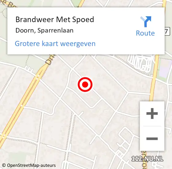 Locatie op kaart van de 112 melding: Brandweer Met Spoed Naar Doorn, Sparrenlaan op 13 april 2020 11:30