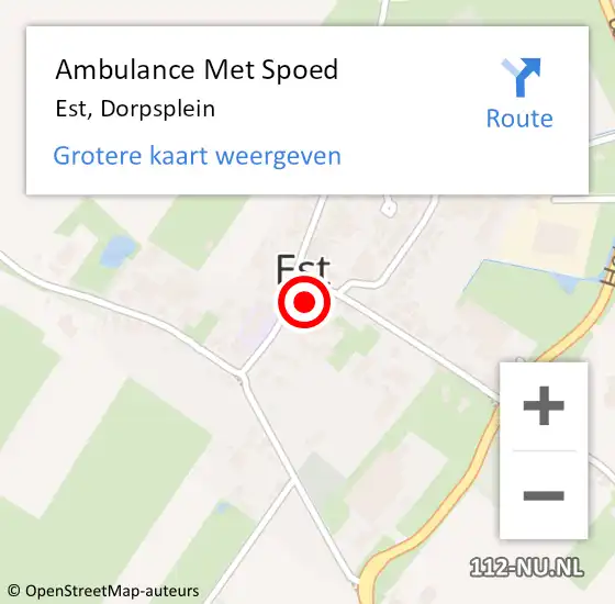 Locatie op kaart van de 112 melding: Ambulance Met Spoed Naar Est, Dorpsplein op 3 mei 2014 22:14