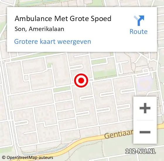 Locatie op kaart van de 112 melding: Ambulance Met Grote Spoed Naar Son, Amerikalaan op 13 april 2020 12:00