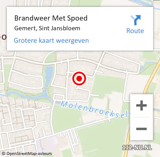 Locatie op kaart van de 112 melding: Brandweer Met Spoed Naar Gemert, Sint Jansbloem op 13 april 2020 12:33