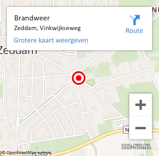 Locatie op kaart van de 112 melding: Brandweer Zeddam, Vinkwijkseweg op 13 april 2020 12:35