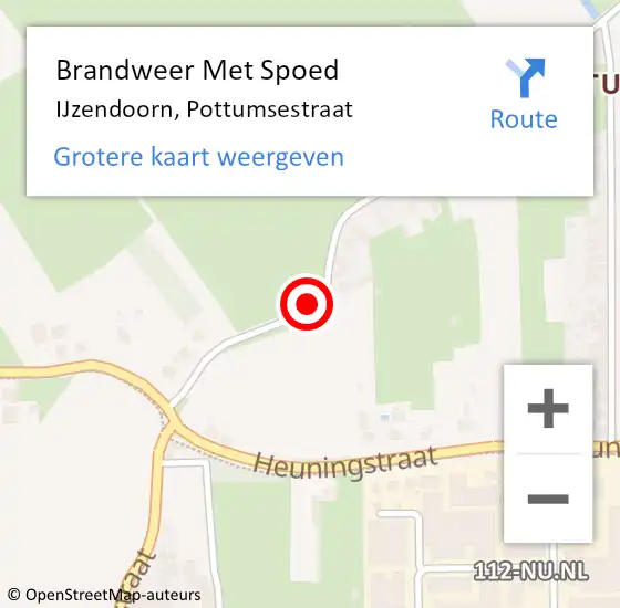 Locatie op kaart van de 112 melding: Brandweer Met Spoed Naar IJzendoorn, Pottumsestraat op 13 april 2020 13:16