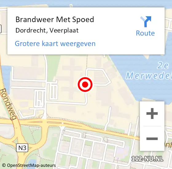 Locatie op kaart van de 112 melding: Brandweer Met Spoed Naar Dordrecht, Veerplaat op 13 april 2020 15:12