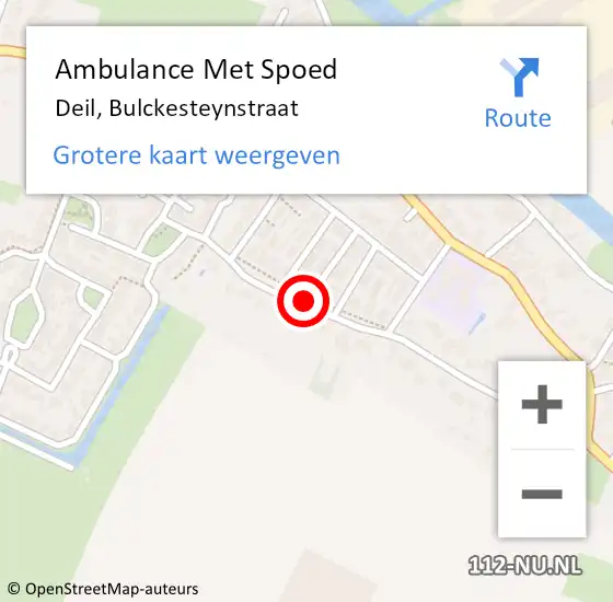 Locatie op kaart van de 112 melding: Ambulance Met Spoed Naar Deil, Bulckesteynstraat op 13 april 2020 15:35