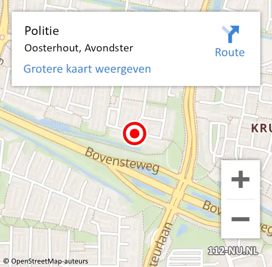Locatie op kaart van de 112 melding: Politie Oosterhout, Avondster op 3 mei 2014 22:50
