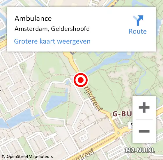 Locatie op kaart van de 112 melding: Ambulance Amsterdam, Geldershoofd op 13 april 2020 17:52