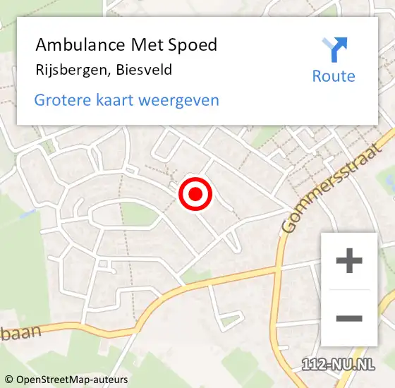 Locatie op kaart van de 112 melding: Ambulance Met Spoed Naar Rijsbergen, Biesveld op 3 mei 2014 22:51