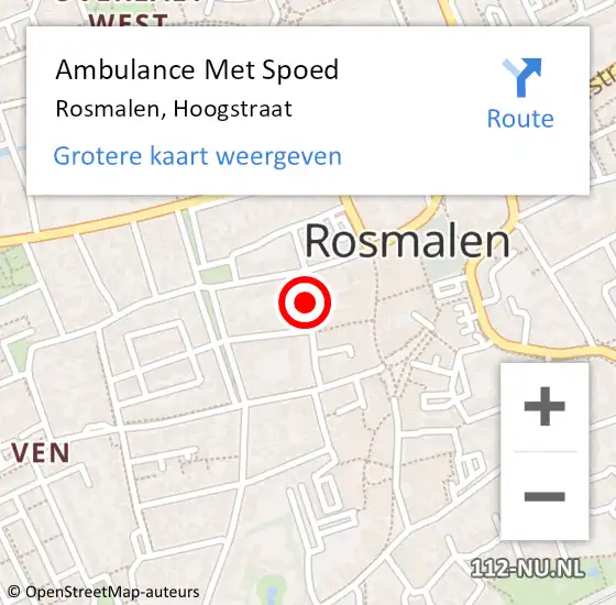 Locatie op kaart van de 112 melding: Ambulance Met Spoed Naar Rosmalen, Hoogstraat op 13 april 2020 18:03