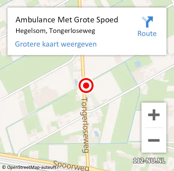 Locatie op kaart van de 112 melding: Ambulance Met Grote Spoed Naar Hegelsom, Tongerloseweg op 3 mei 2014 22:59