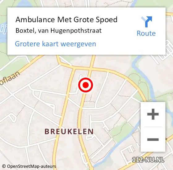 Locatie op kaart van de 112 melding: Ambulance Met Grote Spoed Naar Boxtel, van Hugenpothstraat op 13 april 2020 20:58