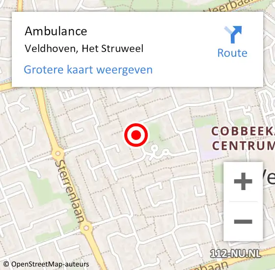 Locatie op kaart van de 112 melding: Ambulance Veldhoven, Het Struweel op 13 april 2020 21:05