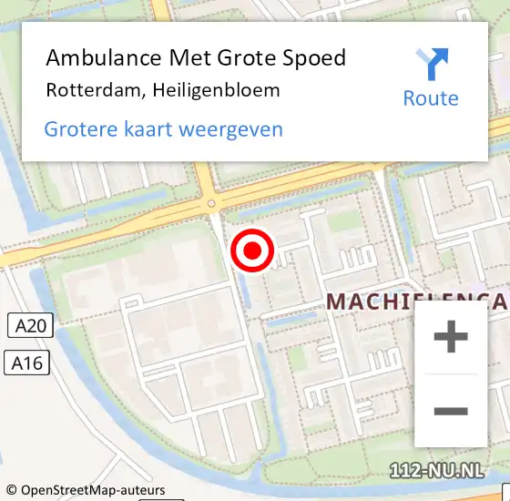 Locatie op kaart van de 112 melding: Ambulance Met Grote Spoed Naar Rotterdam, Heiligenbloem op 3 mei 2014 23:14