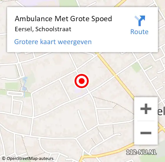Locatie op kaart van de 112 melding: Ambulance Met Grote Spoed Naar Eersel, Schoolstraat op 13 april 2020 23:53