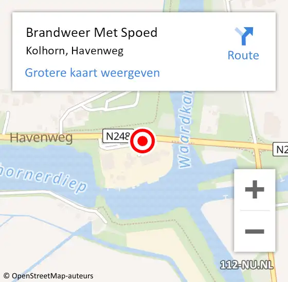 Locatie op kaart van de 112 melding: Brandweer Met Spoed Naar Kolhorn, Havenweg op 3 mei 2014 23:29