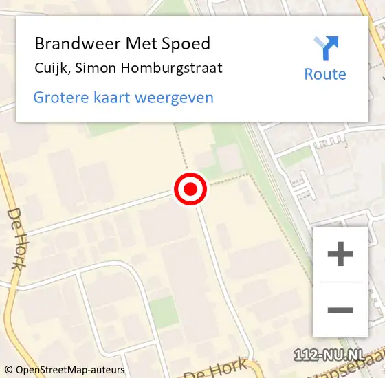 Locatie op kaart van de 112 melding: Brandweer Met Spoed Naar Cuijk, Simon Homburgstraat op 14 april 2020 06:36