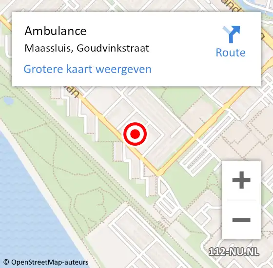 Locatie op kaart van de 112 melding: Ambulance Maassluis, Goudvinkstraat op 14 april 2020 07:14