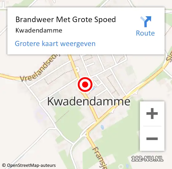 Locatie op kaart van de 112 melding: Brandweer Met Grote Spoed Naar Kwadendamme op 14 april 2020 07:38