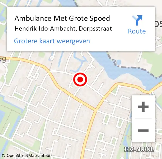 Locatie op kaart van de 112 melding: Ambulance Met Grote Spoed Naar Hendrik-Ido-Ambacht, Dorpsstraat op 14 april 2020 08:09