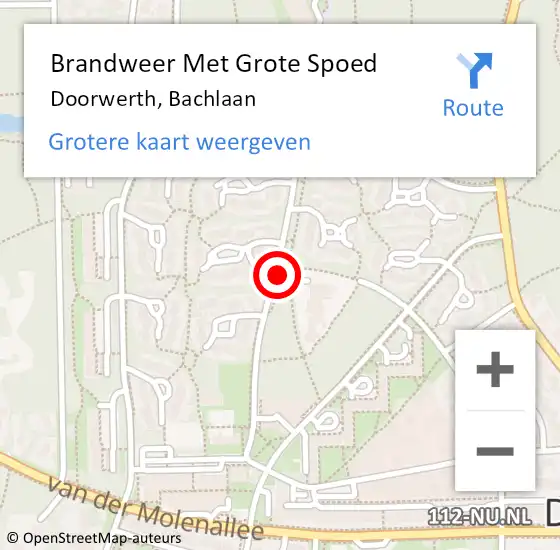 Locatie op kaart van de 112 melding: Brandweer Met Grote Spoed Naar Doorwerth, Bachlaan op 14 april 2020 08:42