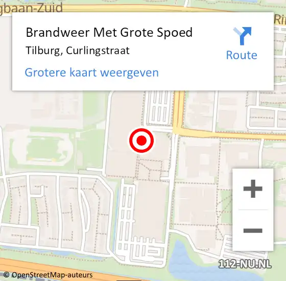 Locatie op kaart van de 112 melding: Brandweer Met Grote Spoed Naar Tilburg, Curlingstraat op 14 april 2020 08:48