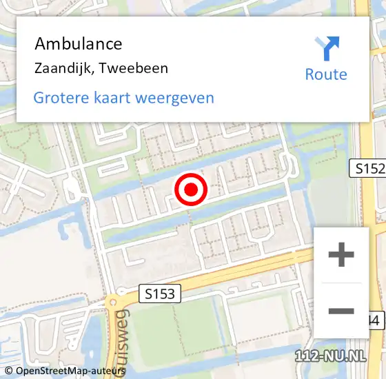 Locatie op kaart van de 112 melding: Ambulance Zaandijk, Tweebeen op 14 april 2020 09:16