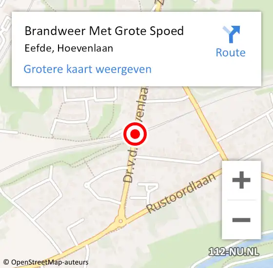 Locatie op kaart van de 112 melding: Brandweer Met Grote Spoed Naar Eefde, Hoevenlaan op 14 april 2020 09:48