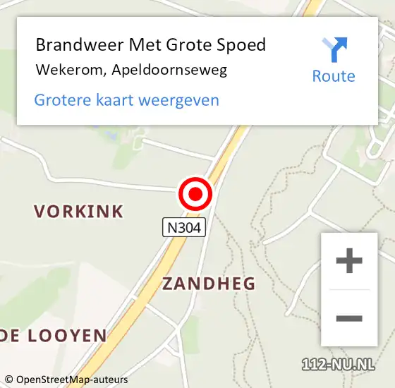 Locatie op kaart van de 112 melding: Brandweer Met Grote Spoed Naar Wekerom, Apeldoornseweg op 14 april 2020 09:52