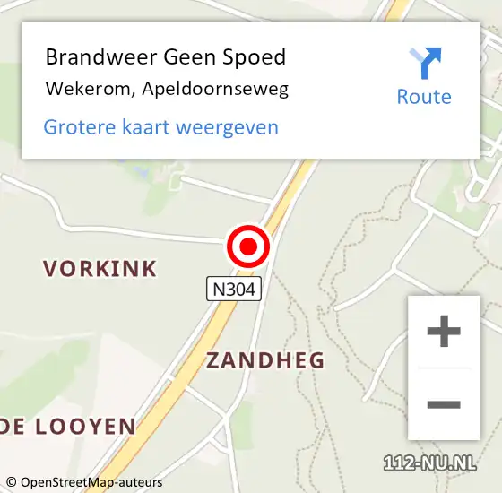 Locatie op kaart van de 112 melding: Brandweer Geen Spoed Naar Wekerom, Apeldoornseweg op 14 april 2020 09:53