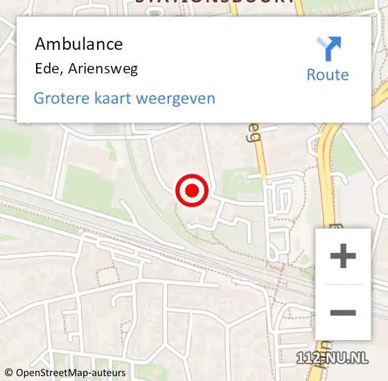 Locatie op kaart van de 112 melding: Ambulance Ede, Ariensweg op 14 april 2020 10:10