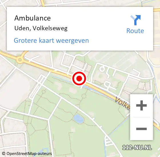 Locatie op kaart van de 112 melding: Ambulance Uden, Volkelseweg op 14 april 2020 10:19