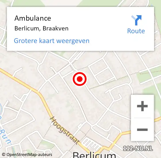 Locatie op kaart van de 112 melding: Ambulance Berlicum, Braakven op 14 april 2020 12:07