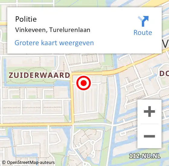 Locatie op kaart van de 112 melding: Politie Vinkeveen, Turelurenlaan op 14 april 2020 12:12