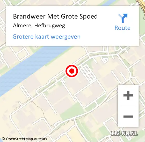 Locatie op kaart van de 112 melding: Brandweer Met Grote Spoed Naar Almere, Hefbrugweg op 14 april 2020 12:39