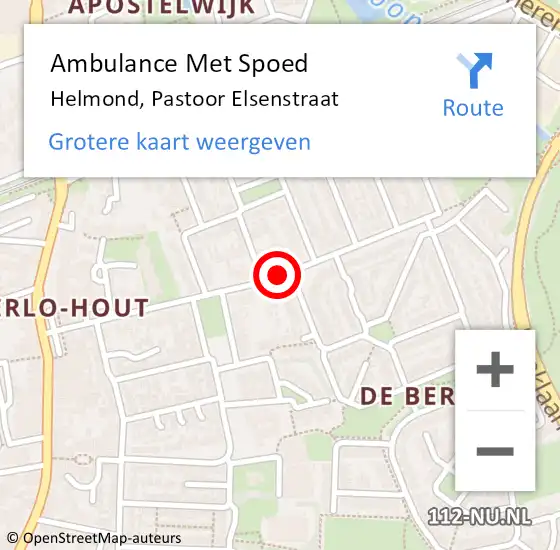 Locatie op kaart van de 112 melding: Ambulance Met Spoed Naar Helmond, Pastoor Elsenstraat op 14 april 2020 13:21