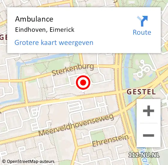 Locatie op kaart van de 112 melding: Ambulance Eindhoven, Eimerick op 14 april 2020 13:43