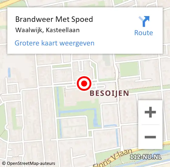 Locatie op kaart van de 112 melding: Brandweer Met Spoed Naar Waalwijk, Kasteellaan op 14 april 2020 14:39