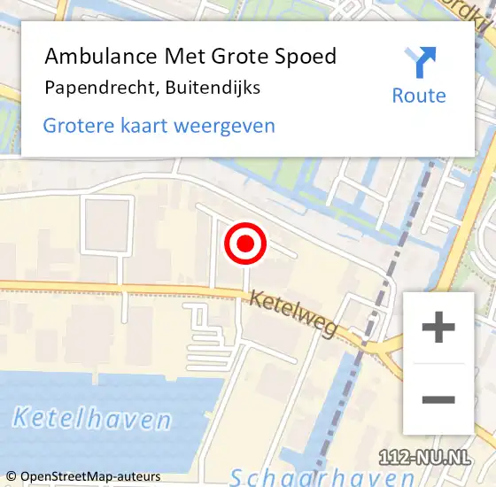 Locatie op kaart van de 112 melding: Ambulance Met Grote Spoed Naar Papendrecht, Buitendijks op 14 april 2020 14:55