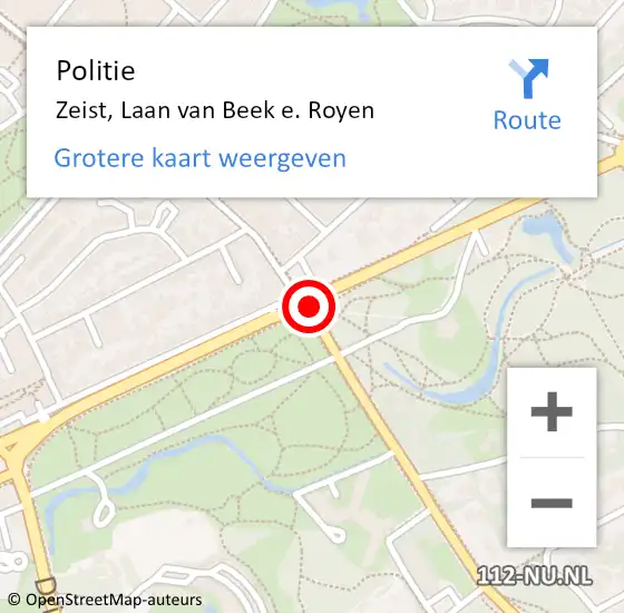 Locatie op kaart van de 112 melding: Politie Zeist, Laan Van Beek En Royen op 14 april 2020 15:34